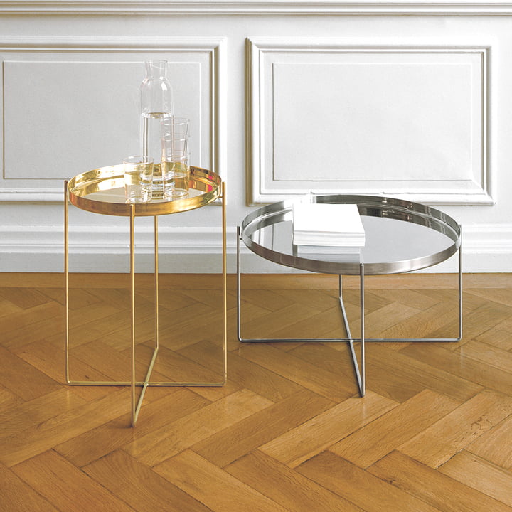 e15 - Habibi side table H 47 cm / Ø 37 cm, brass