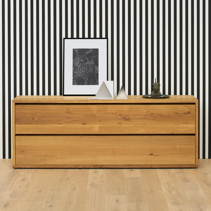 e15 - Imari chest of drawers with 2 drawers, L x W x H 160 x 45 x 75 cm, oiled oak