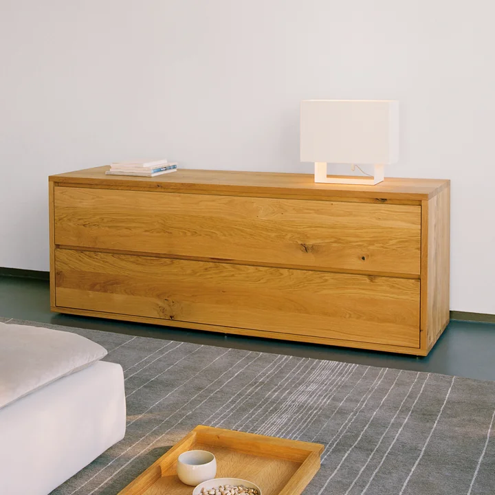 e15 - Imari chest of drawers with 2 drawers, L x W x H 160 x 45 x 75 cm, oiled oak