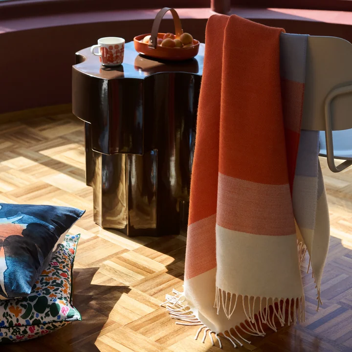 Marimekko - Hennika blanket, 120 x 180 cm, orange / white / light blue