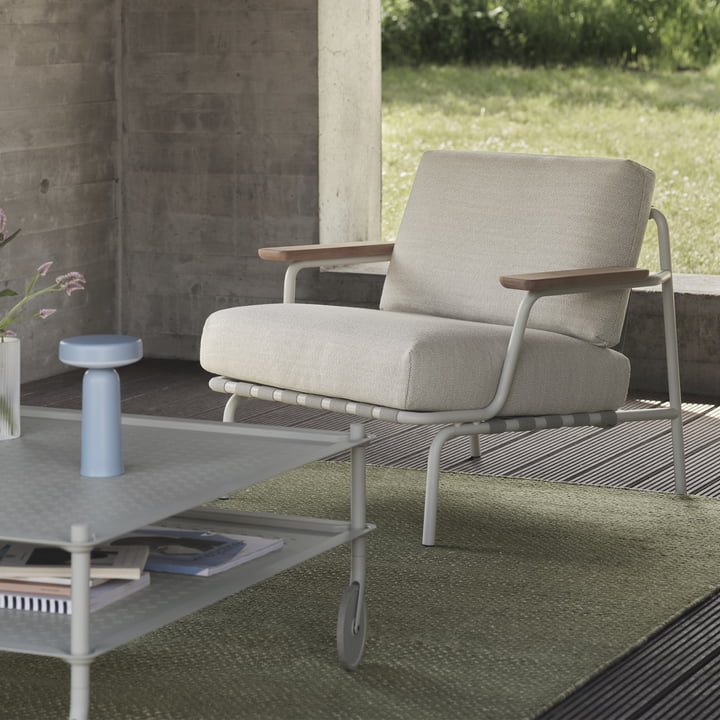 Muuto - Settle Outdoor Lounge Chair, gray / gray (fabric Laze 1)