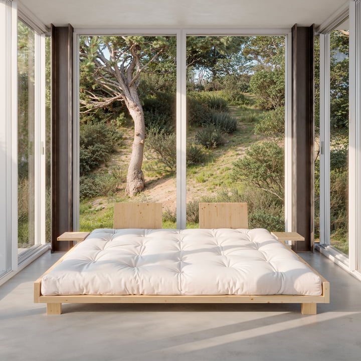 Karup Design - Social bed incl. backrest and 2 bedside tables, 160 x 200 cm, clear pine