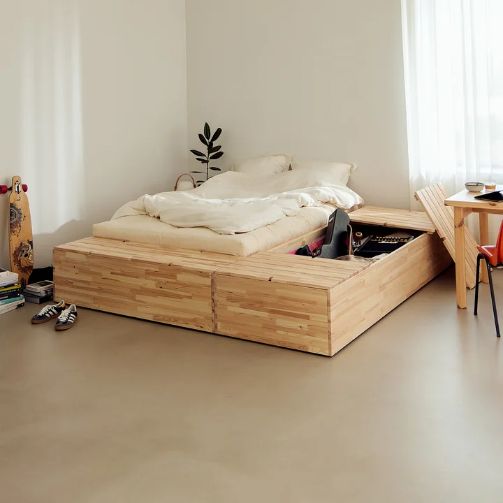 Karup Design - Basement bed, clear pine incl. storage bench
