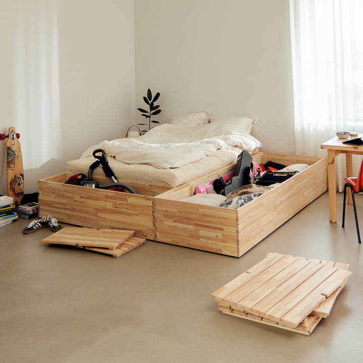 Karup Design - Basement bed, clear pine incl. storage bench