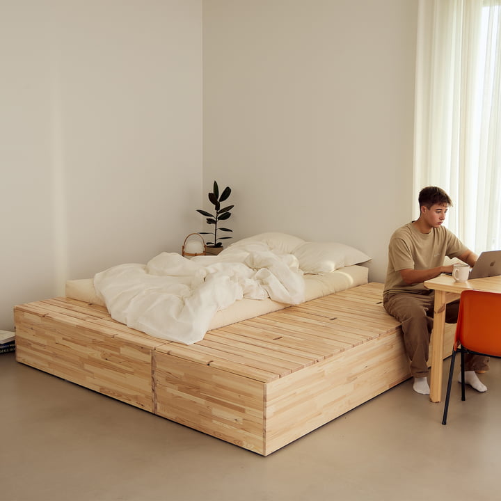 Karup Design - Basement bed, clear pine incl. storage bench