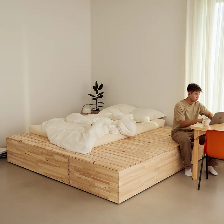 Karup Design - Basement bed, clear pine incl. storage bench
