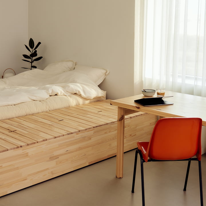 Karup Design - Basement bed, clear pine incl. storage bench