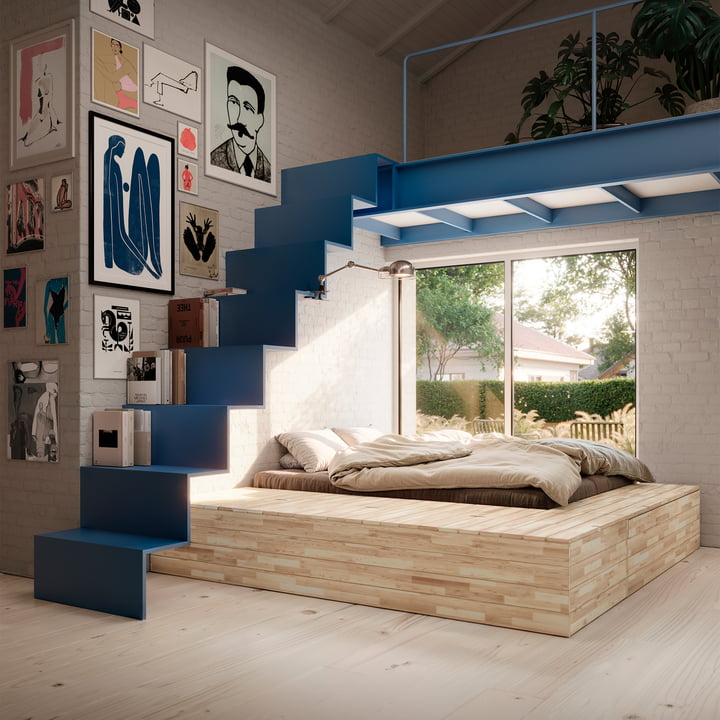 Karup Design - Basement bed, clear pine incl. storage bench