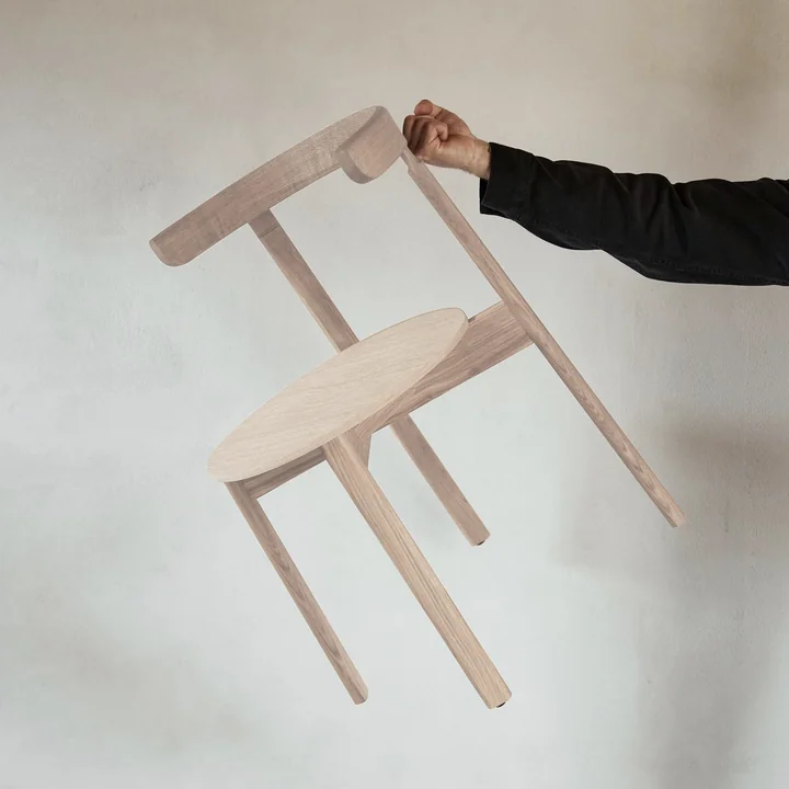 Lunar Chair, white oiled oak / brown 0227 (Hallingdal 65) from Form & Refine