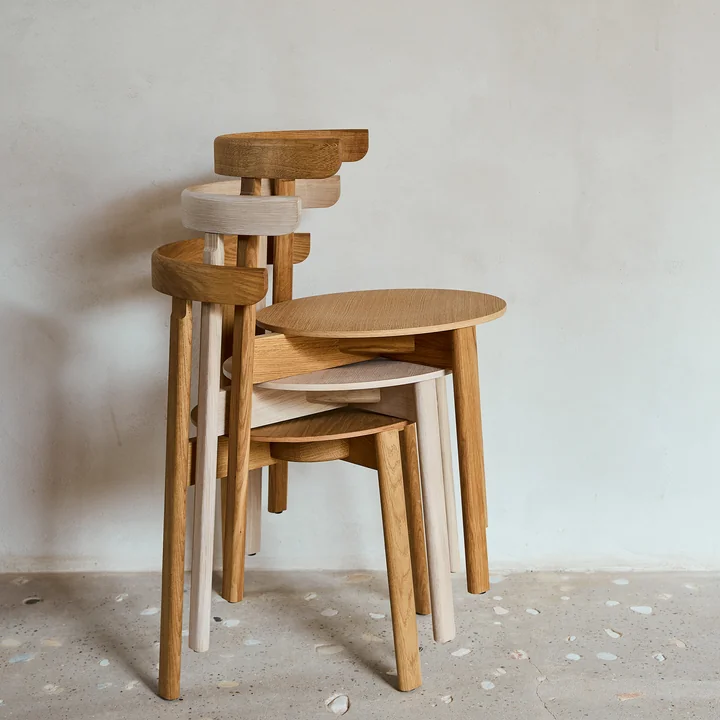 Lunar Chair, white oiled oak / brown 0227 (Hallingdal 65) from Form & Refine