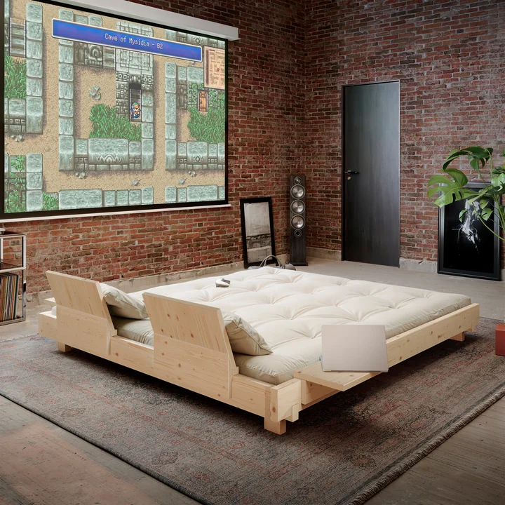 Karup Design - Social bed incl. backrest, 2 bedside tables and mattress, clear pine