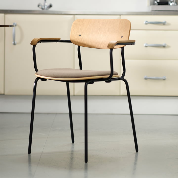 FDB Møbler - J182 Holmen armchair, black / oak / taupe (Grain 61230)