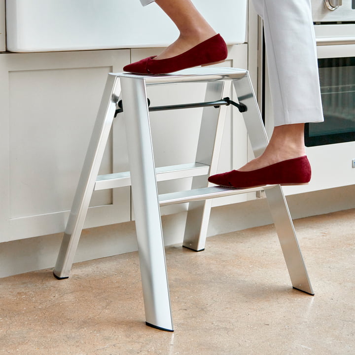 Metaphys - Premium Lucano 2 Step Stool ladder, silver