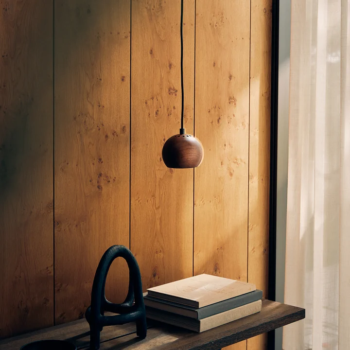 Ball Pendant light, Ø 12 cm, natural walnut by Frandsen