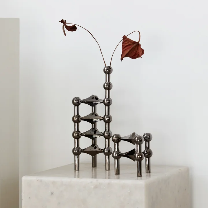 Stoff Nagel - Vase, black / chrome