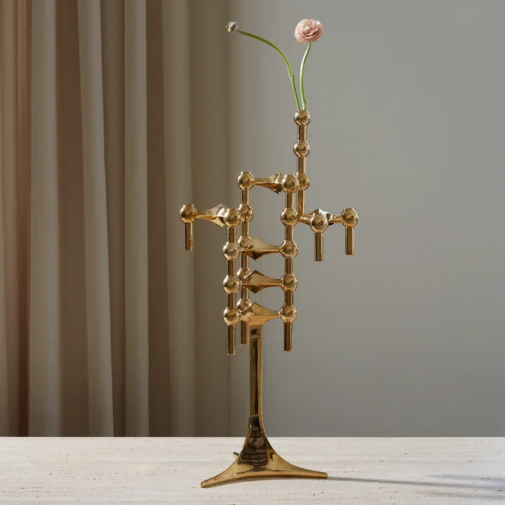 Stoff Nagel - Vase, candlestick H 23 cm, brass