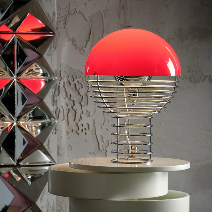 Verpan - Wire Table lamp Ø 30 cm, chrome / red
