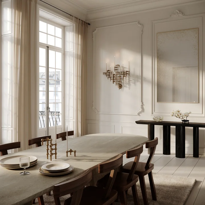 Wall bracket for candle holder, burnished brass from Stoff Nagel