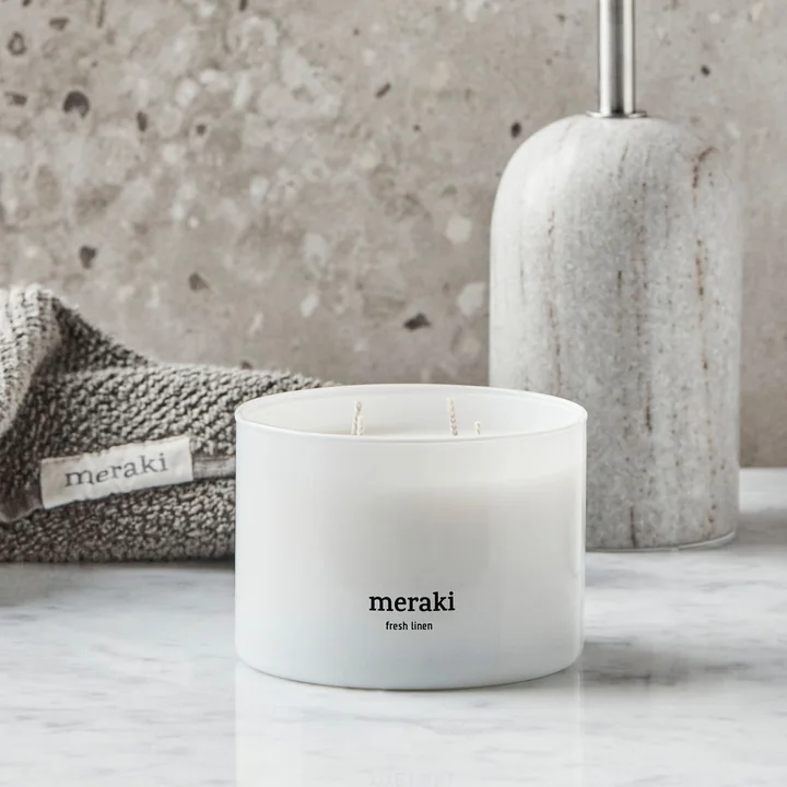 Meraki - Scented candle, Ø 10 cm, Fresh linen