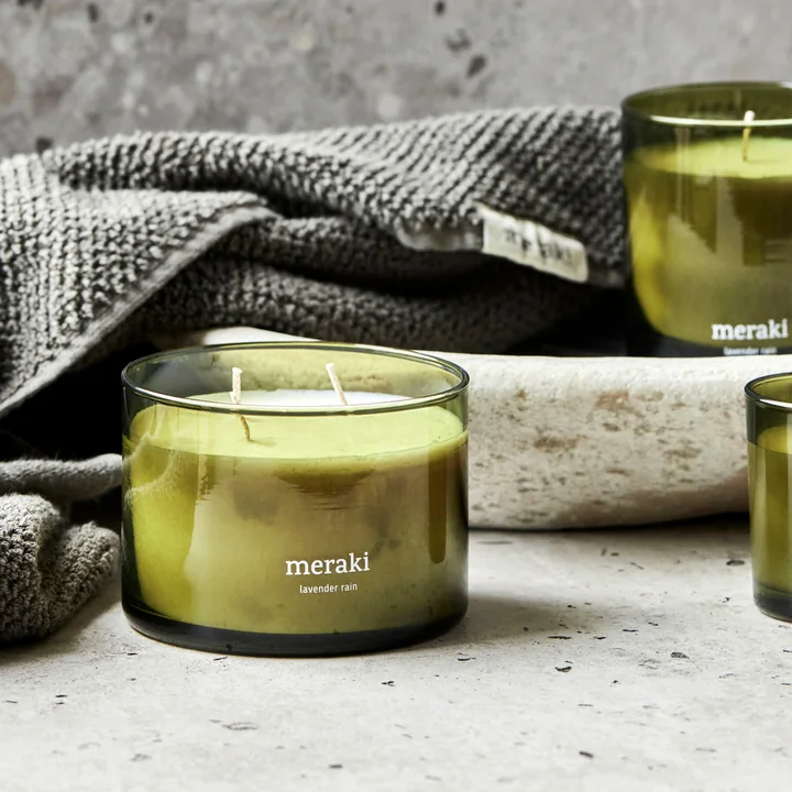 Meraki - Scented candle, Ø 10 cm, Lavender rain