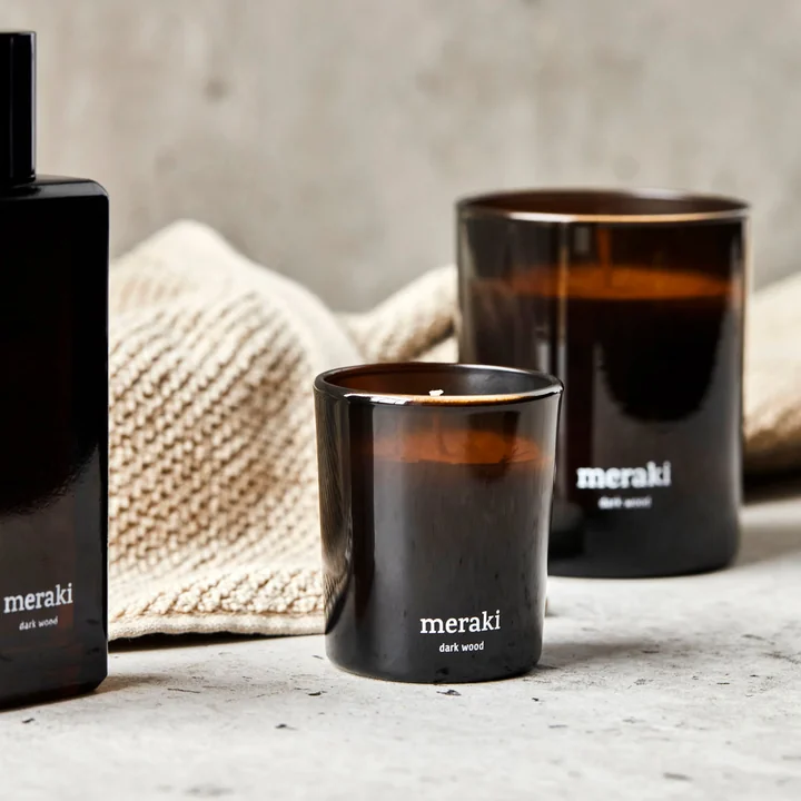 Meraki - Scented candle, Ø 6 cm, Dark wood