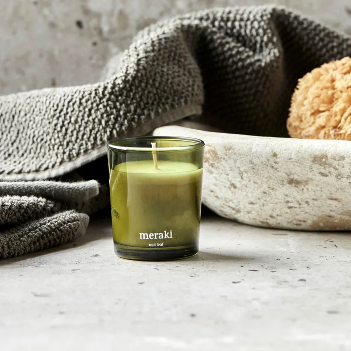 Meraki - Scented candle, Ø 6 cm, Oud leaf