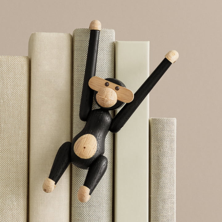 Wooden monkey mini by Kay Bojesen in black stained oak