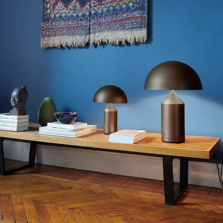 Oluce - Atollo table lamp 233, bronze satin finish, inside white RAL 9003