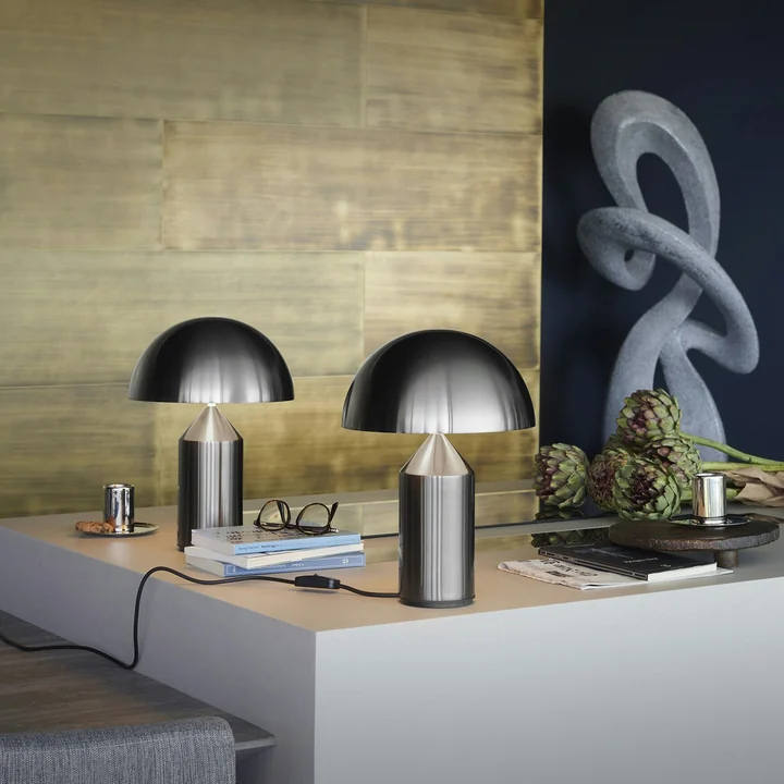 Oluce - Atollo table lamp 233, satin black nickel / inside white RAL 9003