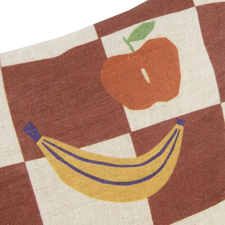 Nobodinoz - Vibes cushion S, 33 x 22 cm, fruit, maroon