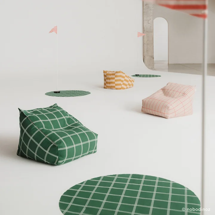 Nobodinoz - Vibes beanbag, L 74 x H 40 cm, green / white
