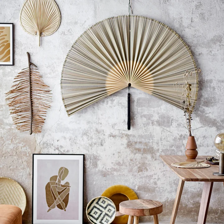 Bloomingville - Jaime wall decoration fan, 145 x 72 cm, bamboo / black