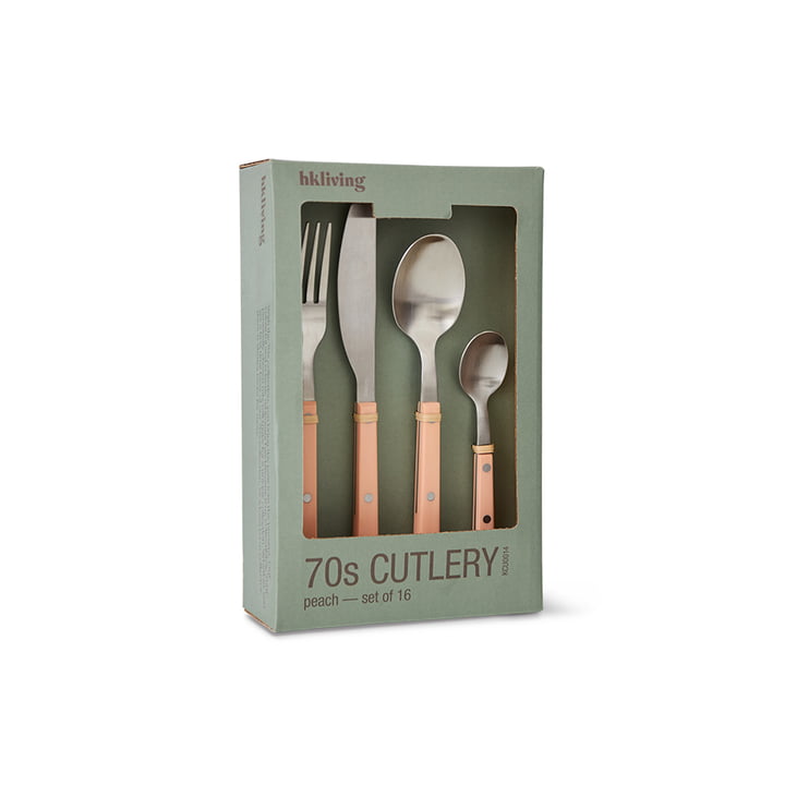 HKliving - 70's cutlery set, peach (set of 16)