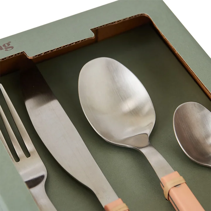 HKliving - 70's cutlery set, peach (set of 16)