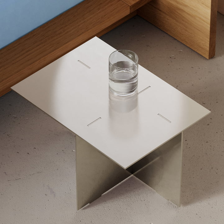 Novak side table, polished stainless steel by OUT Objekte unserer Tage