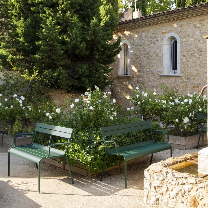 Luxembourg garden bench with armrest from Fermob