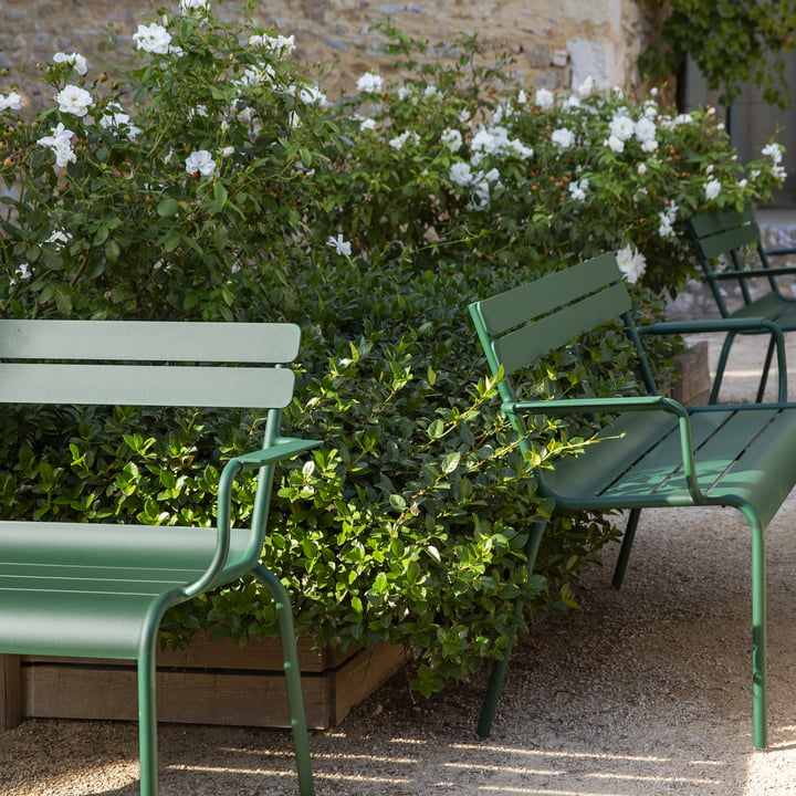 Luxembourg garden bench with armrest from Fermob