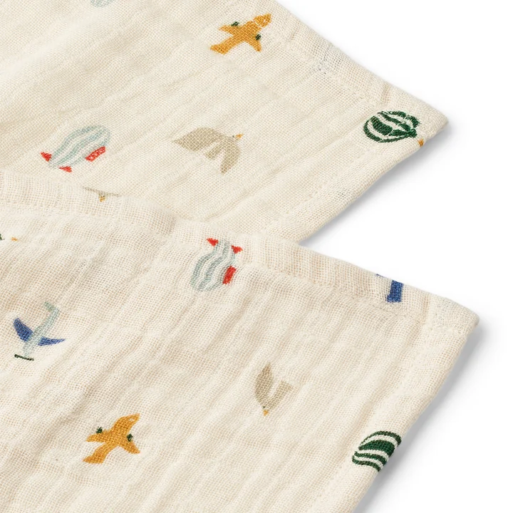 LIEWOOD - Lewis muslin cloths made from organic cotton, Aviator, ecru