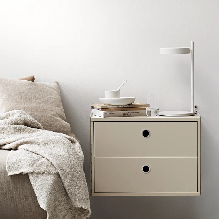 String - Bedside table, 58 x 50 x 30 cm, beige / beige
