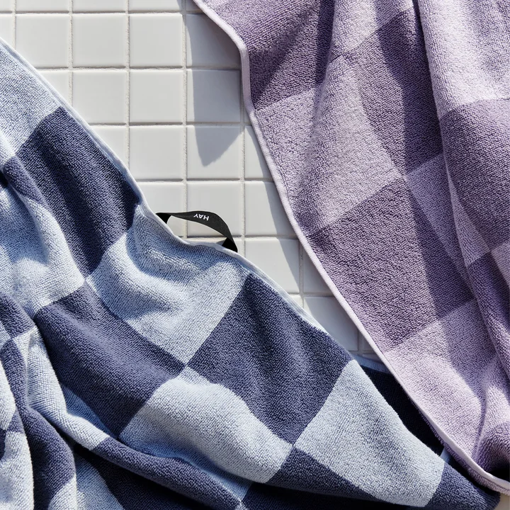 HAY - Check Towels, lavender and steel blue
