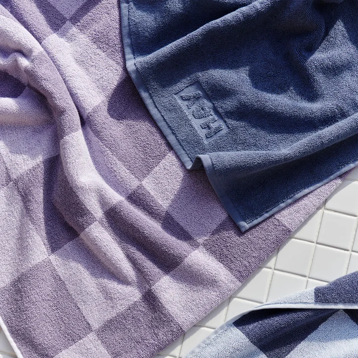 HAY - Check and Mono towels, lavender and steel blue