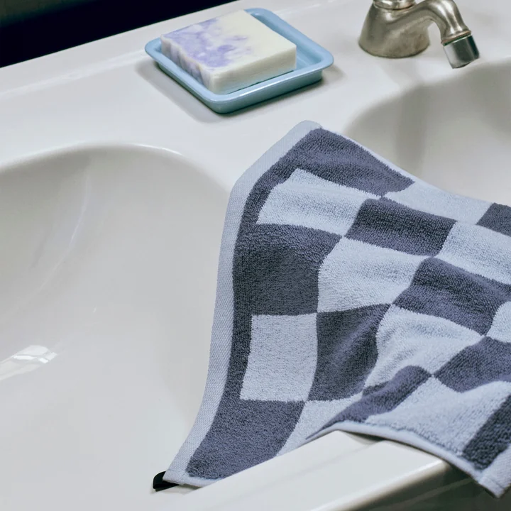 HAY - Check Washcloth, 30 x 30 cm, steel blue