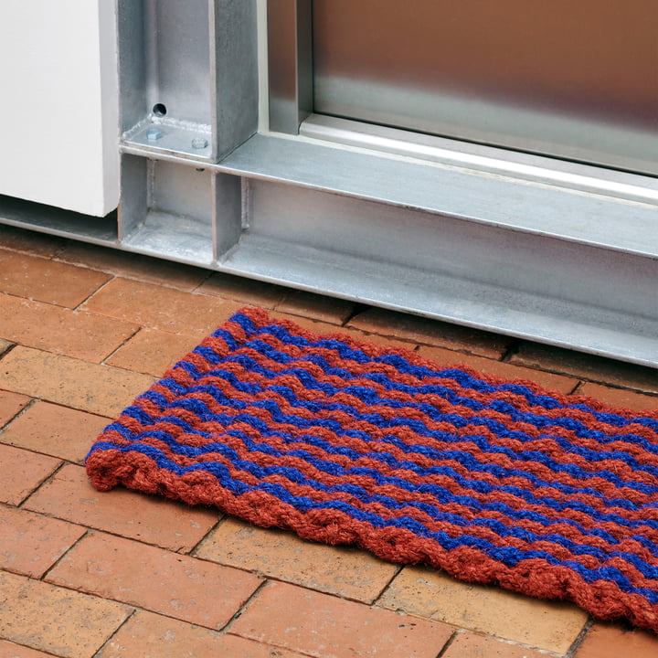 HAY - Coco Doormat, stripe wave, brown / navy