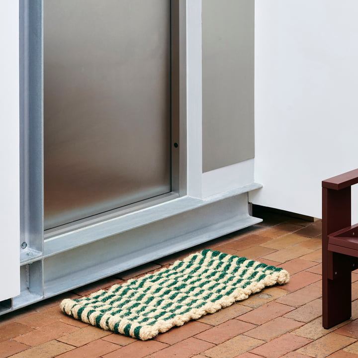 HAY - Coco Doormat, stripe wave, dark green / white
