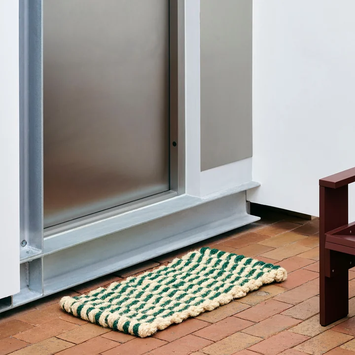 HAY - Coco Doormat, stripe wave, dark green / white