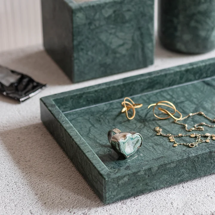 Mette Ditmer - Marble Tray, 16 x 31 cm, dark forest