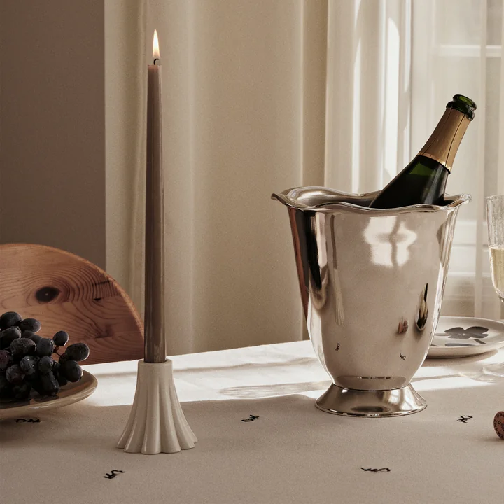 Broste Copenhagen - Heli Candle holder, Ø 8 x 8 cm, cream