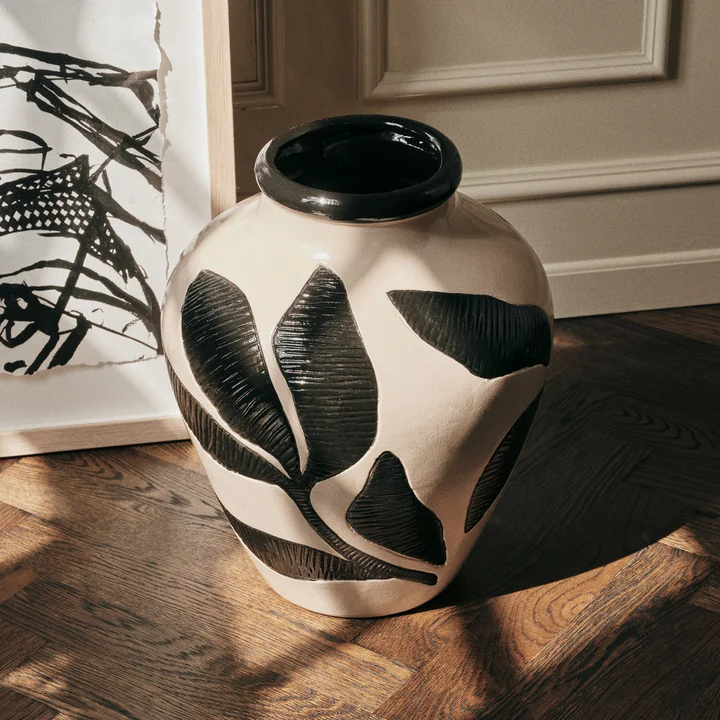 Broste Copenhagen - Herbert Vase, black / rainy day gray