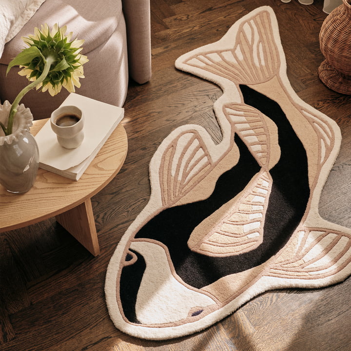 Broste Copenhagen - Koi Carpet, black / beige