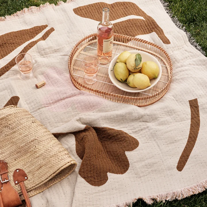 Broste Copenhagen - Rosita Blanket, 130 x 180 cm, golden brown / mauve pink